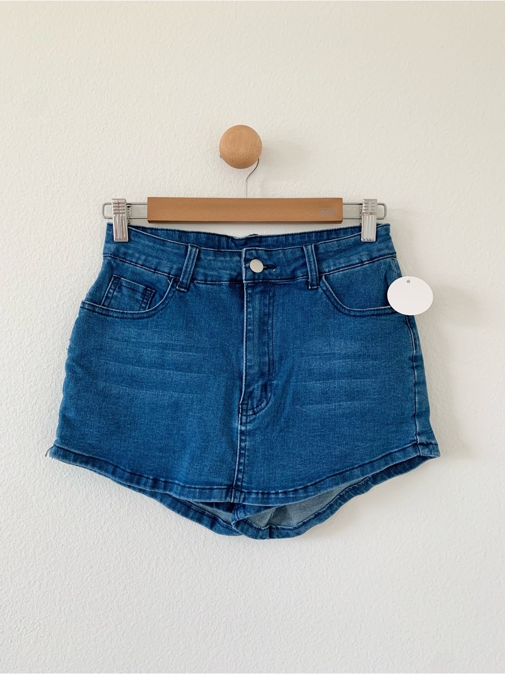 Shein Blue Denim Jean Skort Skirt with Shorts US 30